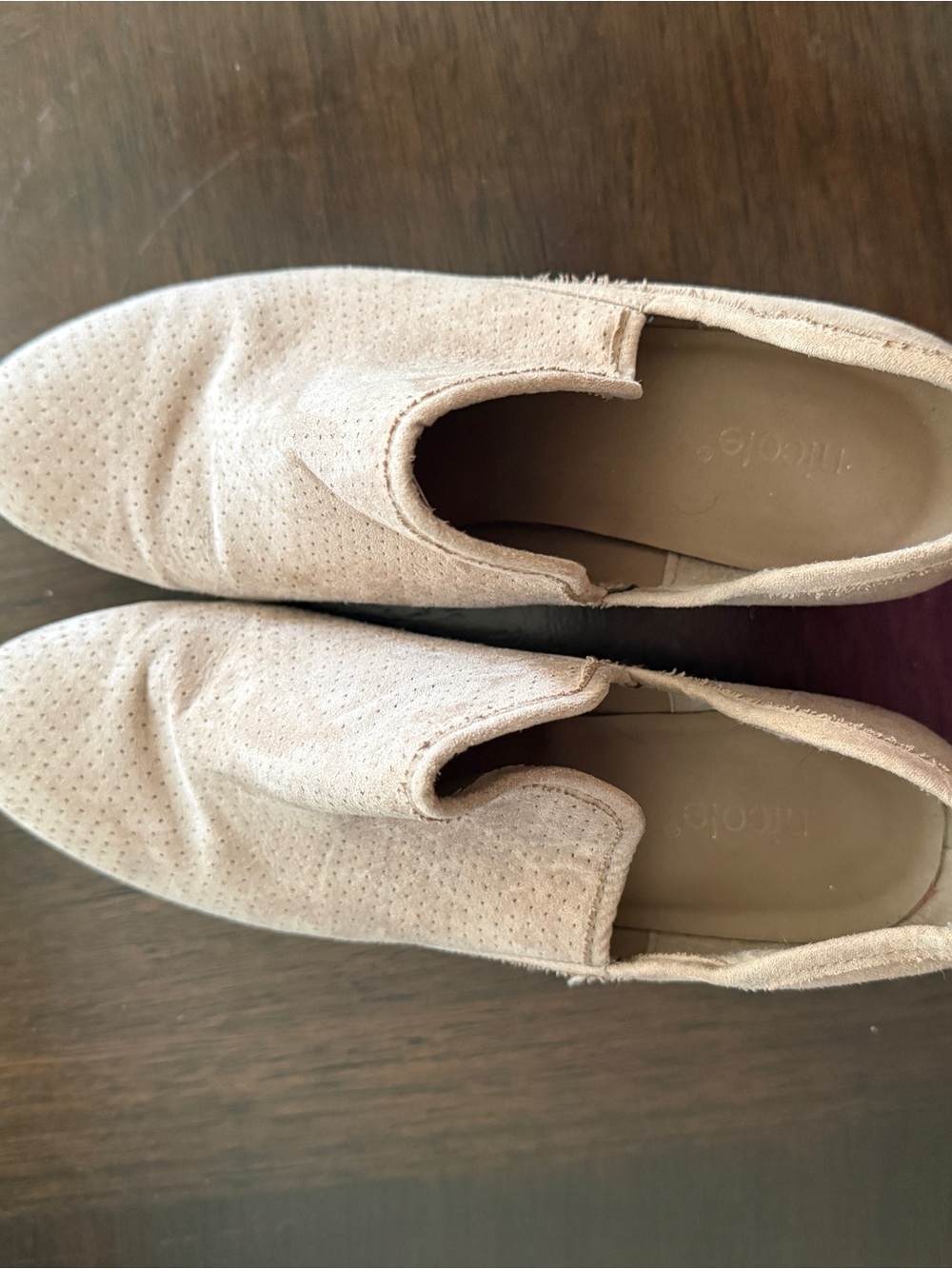 Kensie Perforated Suede Slip-On Loafers - Cream